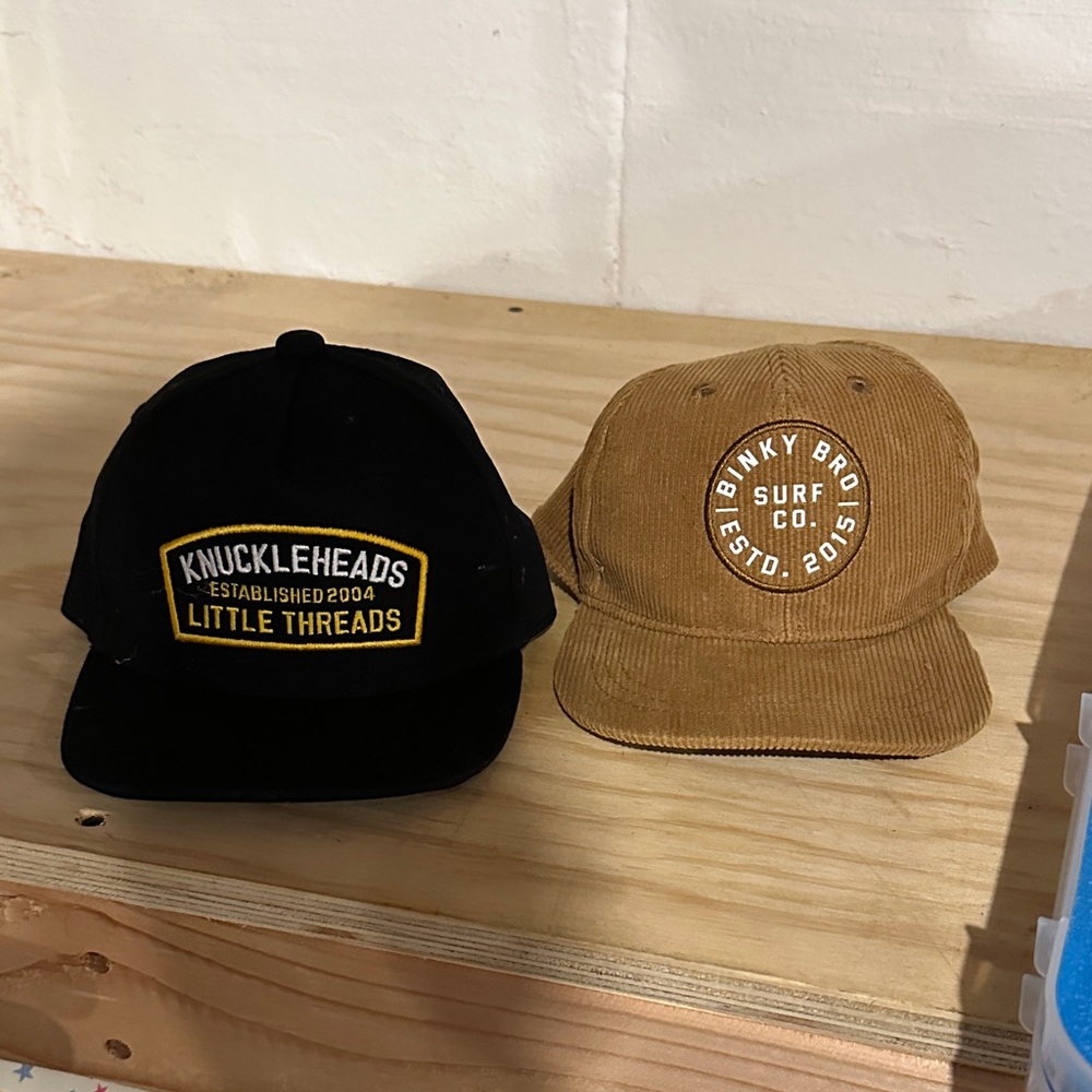 Knuckleheads Black and Binky Bro Tan infant Hats